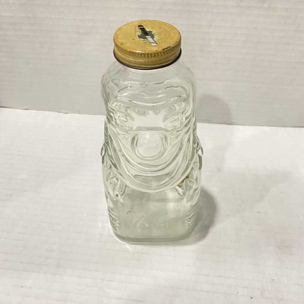 Vintage Grapette Clown Bottle Bank Glass With Lid